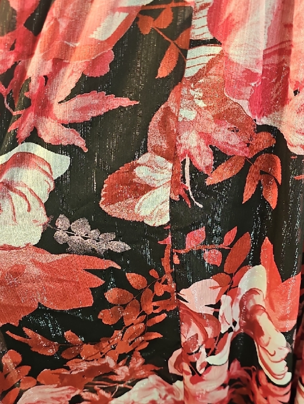 Sleeveless Black Maxi Dress with Pink & Red Floral Print - Picture 7 of 11